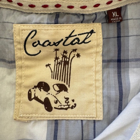 Coastal Clothing XL‎ Blue Plaid Short Sleeve Pearl Snaps Men's Western Shirt - Picture 8 of 10